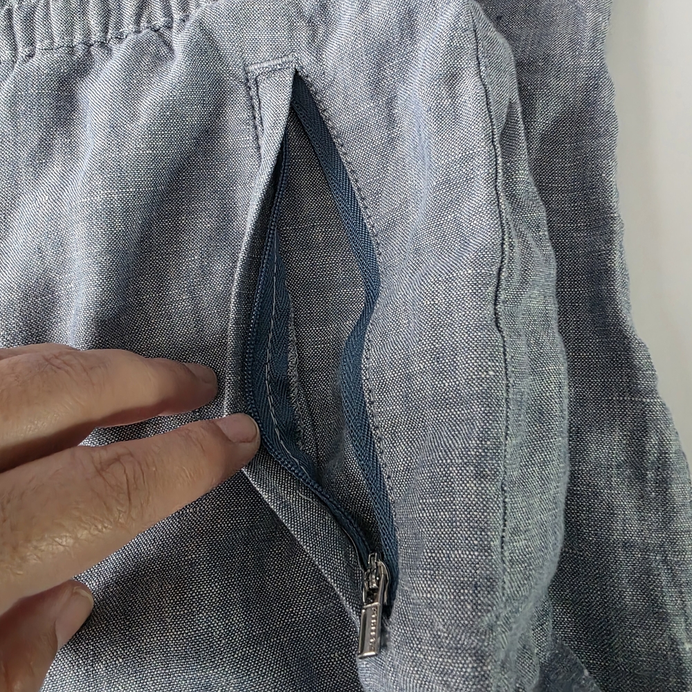 Athleta Retreat Linen Jogger Pants-Chambray Blue-Size 12 Petite 100% Linen - Picture 8 of 14